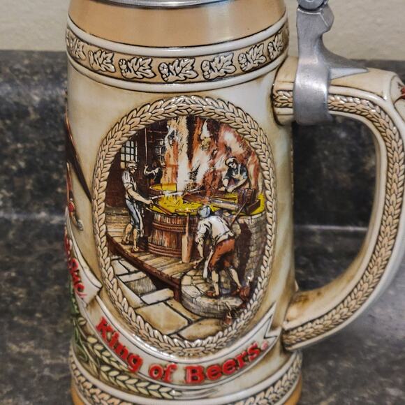 Vintage Budweiser Anheuser-Busch A Series Beer Stein Lidded - Picture 2 of 8